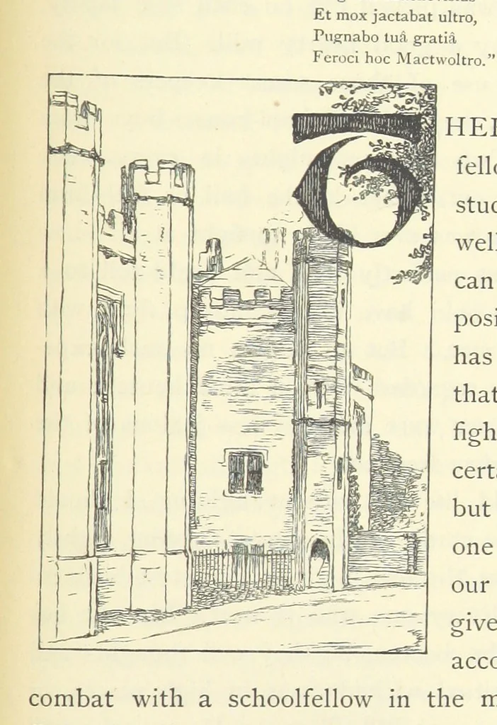 An illustration from Tom Brown's School Days. By an Old Boy [i.e. Thomas Hughes]. Third edition, 1869, leaf 337