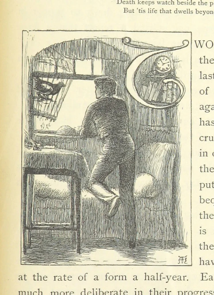 An illustration from Tom Brown's School Days. By an Old Boy [i.e. Thomas Hughes]. Third edition, 1869, leaf 361