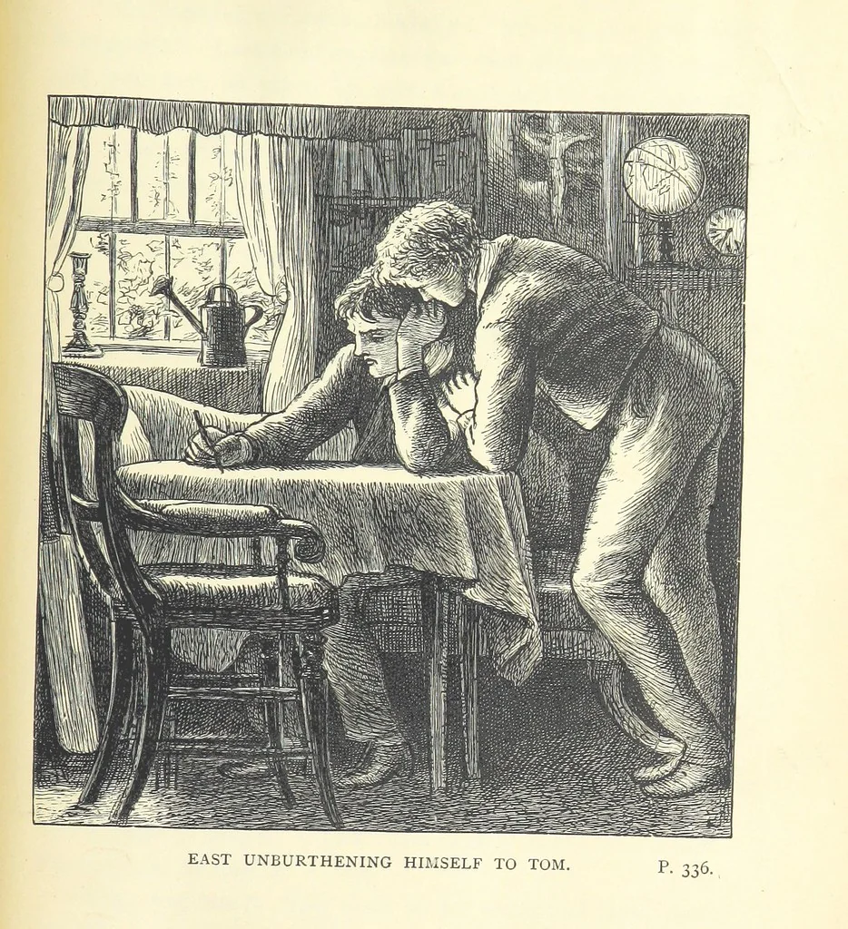 An illustration from Tom Brown's School Days. By an Old Boy [i.e. Thomas Hughes]. Third edition, 1869, leaf 399