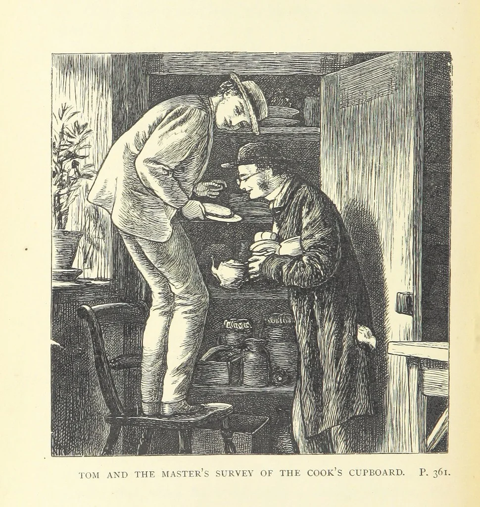 An illustration from Tom Brown's School Days. By an Old Boy [i.e. Thomas Hughes]. Third edition, 1869, leaf 428