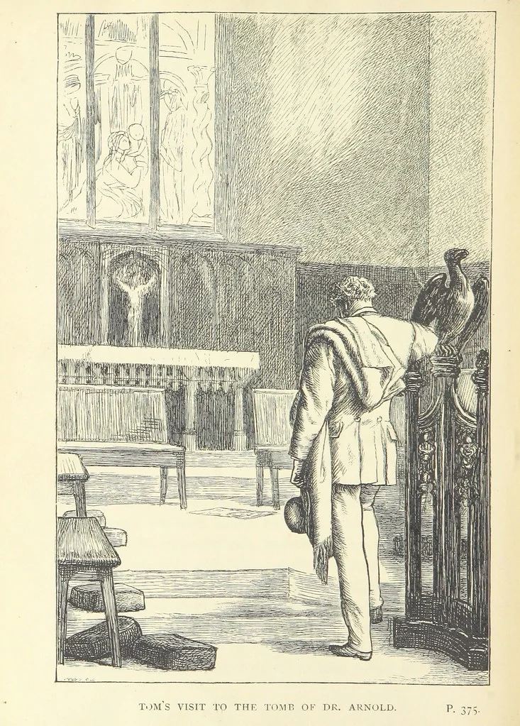 An illustration from Tom Brown's School Days. By an Old Boy [i.e. Thomas Hughes]. Third edition, 1869, leaf 446