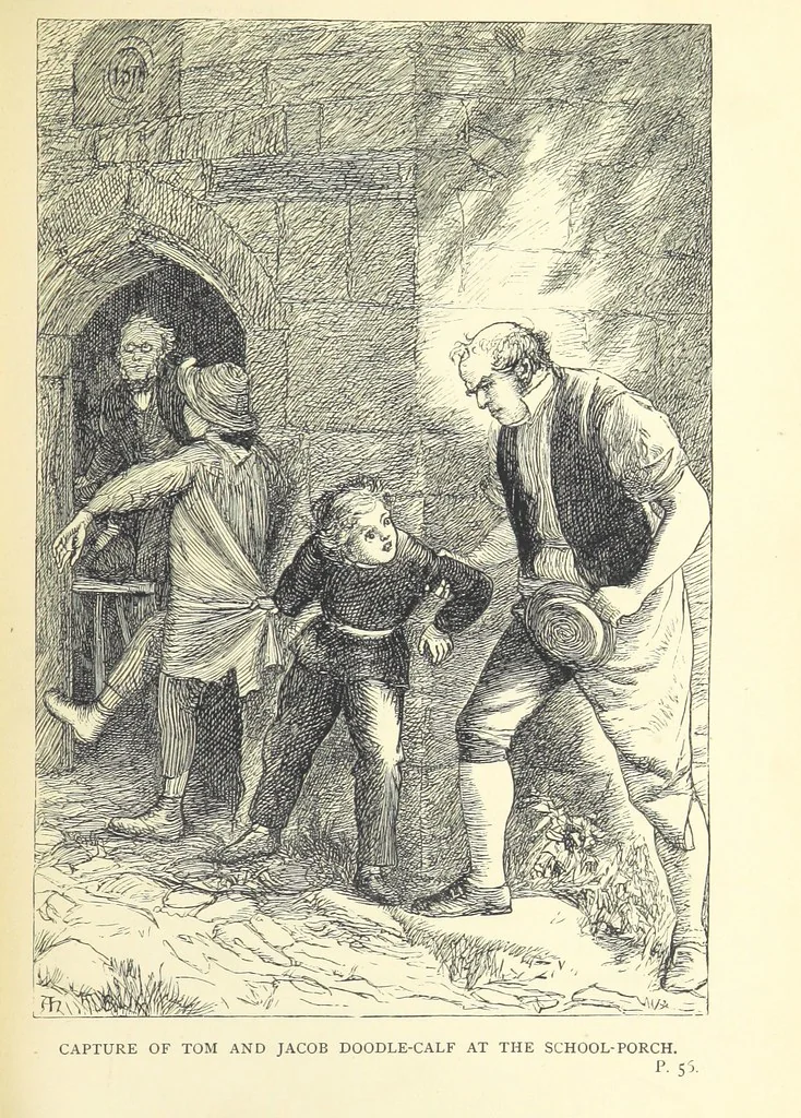 An illustration from Tom Brown's School Days. By an Old Boy [i.e. Thomas Hughes]. Third edition, 1869, leaf 89
