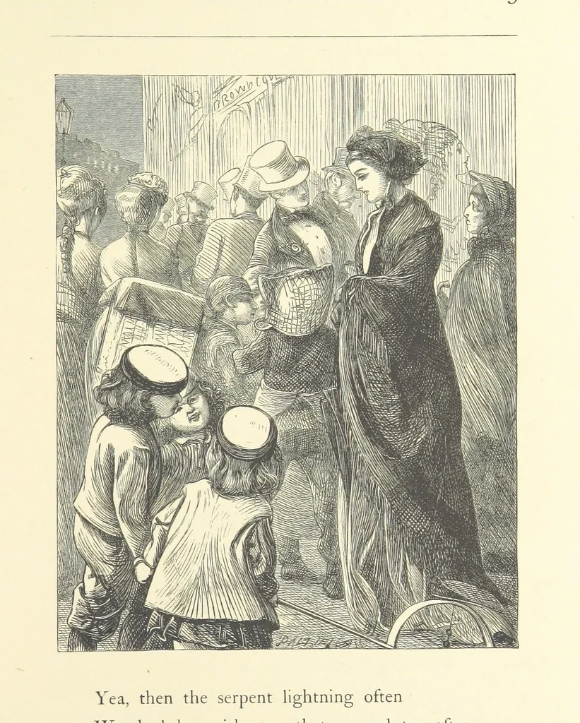 An illustration from North Coast and other poems ... With illustrations by J. Wolf, T. Dalziel [and others] ... Engraved by the Brothers Dalziel, 1868, leaf 107
