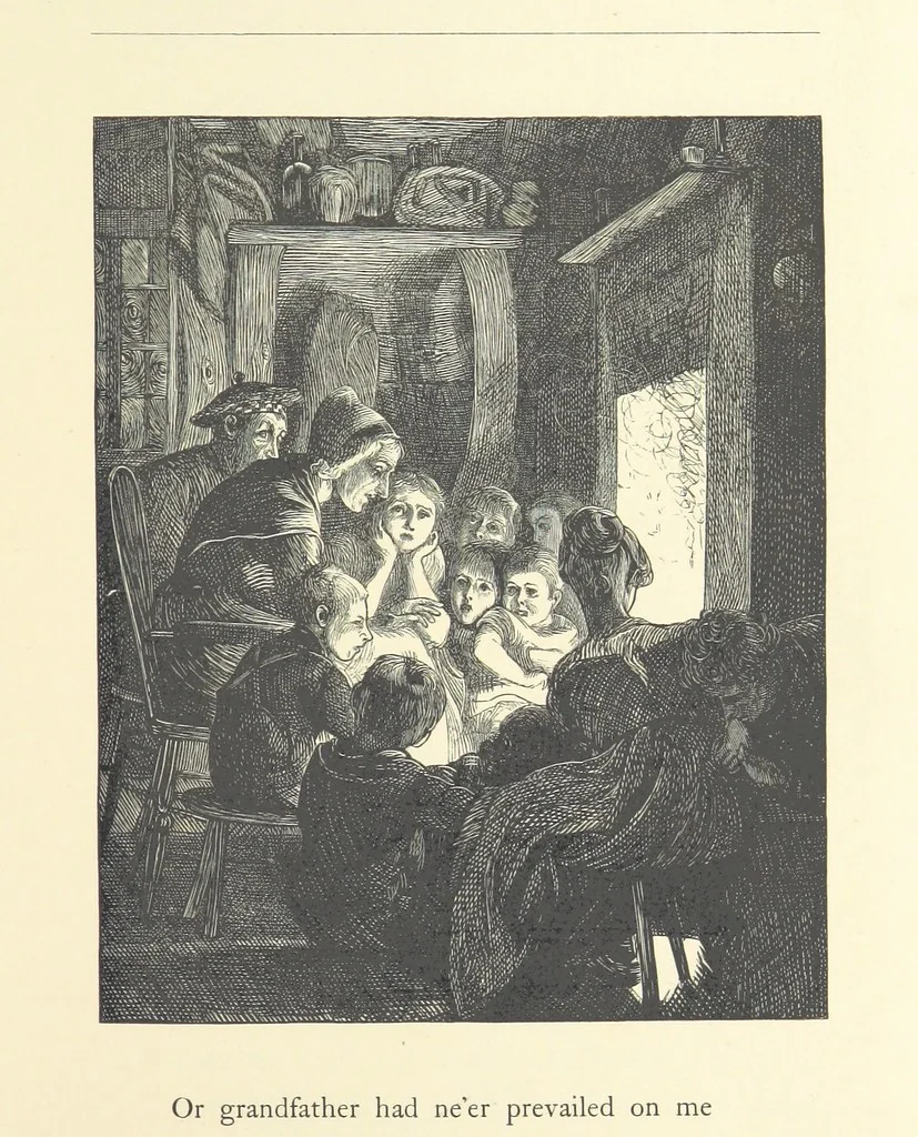 An illustration from North Coast and other poems ... With illustrations by J. Wolf, T. Dalziel [and others] ... Engraved by the Brothers Dalziel, 1868, leaf 131
