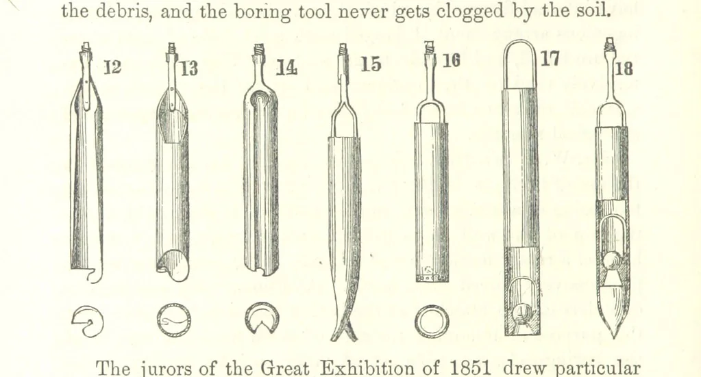 An illustration from The Practical Miner's Guide; comprising a set of trigonometrical tables, adapted to all the purposes of ... dialling ... Also a treatise on the art and practice of assaying silver, copper, lead, and tin, etc. [With plates, 1858, leaf 202