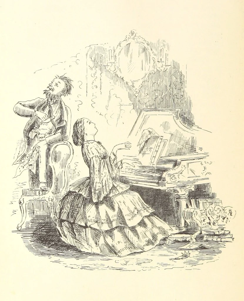 An illustration from A Trip through the Caledonian Canal and tour in the Highlands. By “Bumps” ... Illustrated by “Chalk.”, 1861, leaf 98