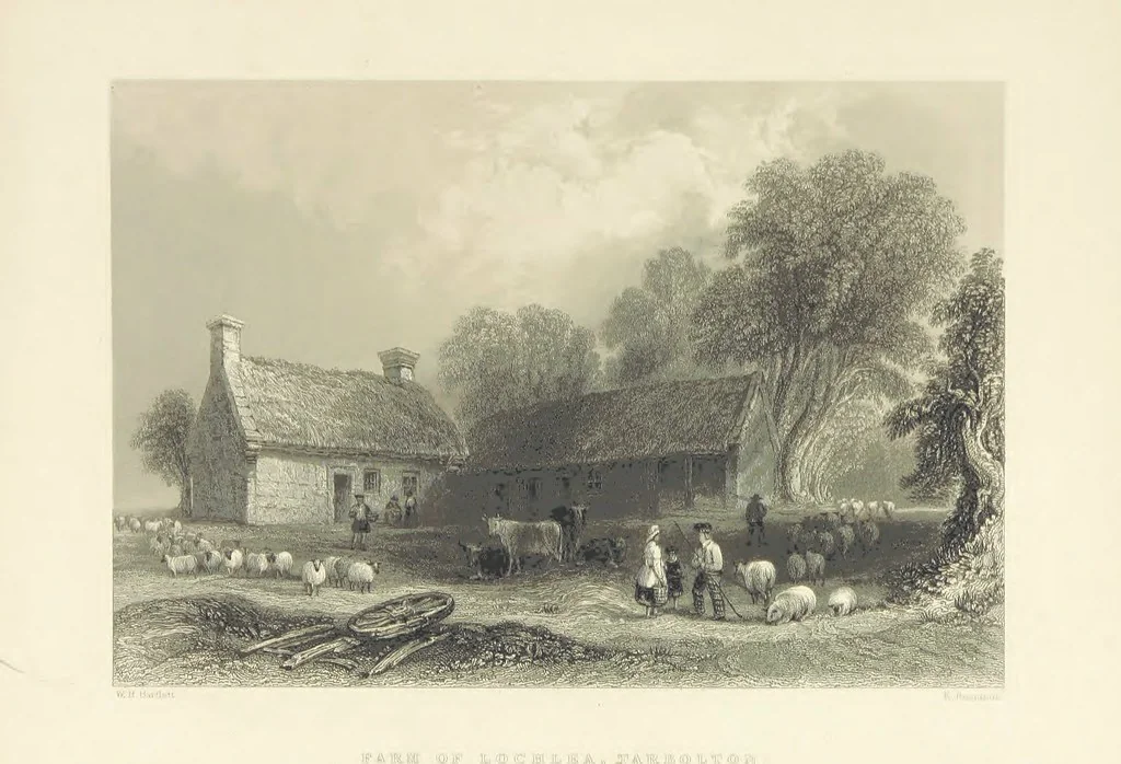 An illustration from The Poems, Letters, and Land of Robert Burns: illustrated by W. H. Bartlett, T. Allom, and other artists. With a new memoir of the poet, and notices, critical and biographical, of his works, by Allan Cunningham, 1840, leaf 45