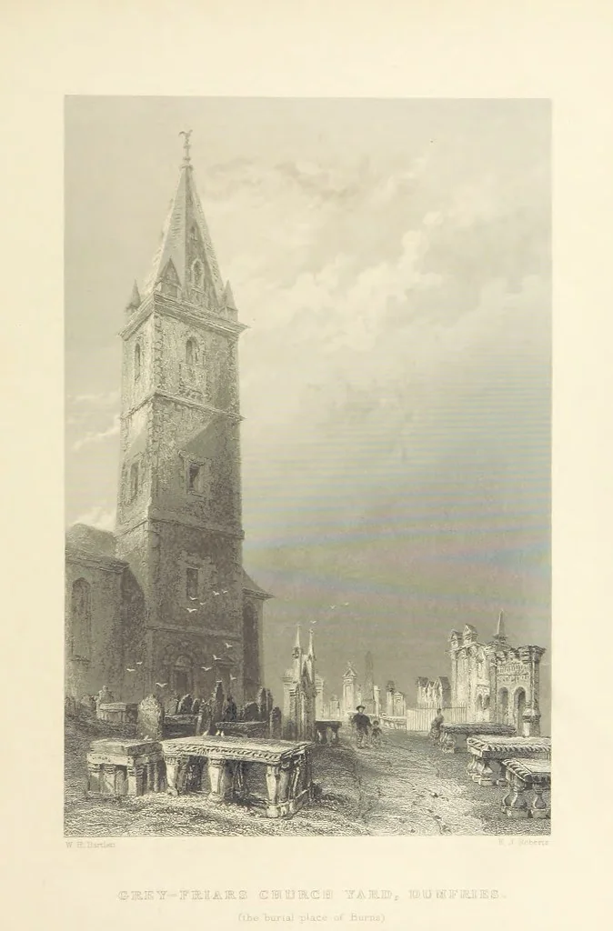 An illustration from The Poems, Letters, and Land of Robert Burns: illustrated by W. H. Bartlett, T. Allom, and other artists. With a new memoir of the poet, and notices, critical and biographical, of his works, by Allan Cunningham, 1840, leaf 95