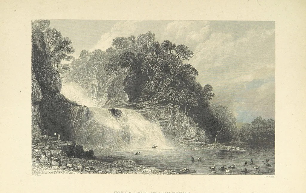 An illustration from The Poems, Letters, and Land of Robert Burns: illustrated by W. H. Bartlett, T. Allom, and other artists. With a new memoir of the poet, and notices, critical and biographical, of his works, by Allan Cunningham, 1840, leaf 412