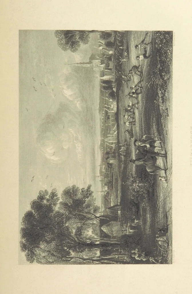 An illustration from The Works of Robert Burns; with Dr. Currie's memoir of the poet, and an essay on his genius and character, by Professor Wilson. Also numerous notes, annotations, and appendices. Embellished by eighty-one portraits and landscape illustrations, 1843, leaf 343