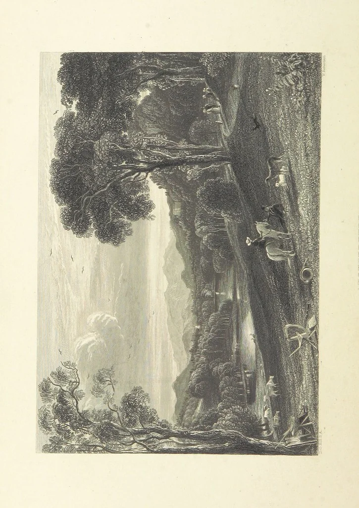 An illustration from The Works of Robert Burns; with Dr. Currie's memoir of the poet, and an essay on his genius and character, by Professor Wilson. Also numerous notes, annotations, and appendices. Embellished by eighty-one portraits and landscape illustrations, 1843, leaf 438