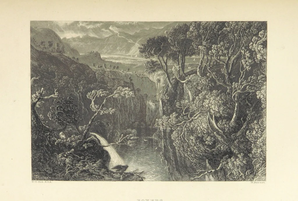 An illustration from The Works of Robert Burns; with Dr. Currie's memoir of the poet, and an essay on his genius and character, by Professor Wilson. Also numerous notes, annotations, and appendices. Embellished by eighty-one portraits and landscape illustrations, 1843, leaf 447