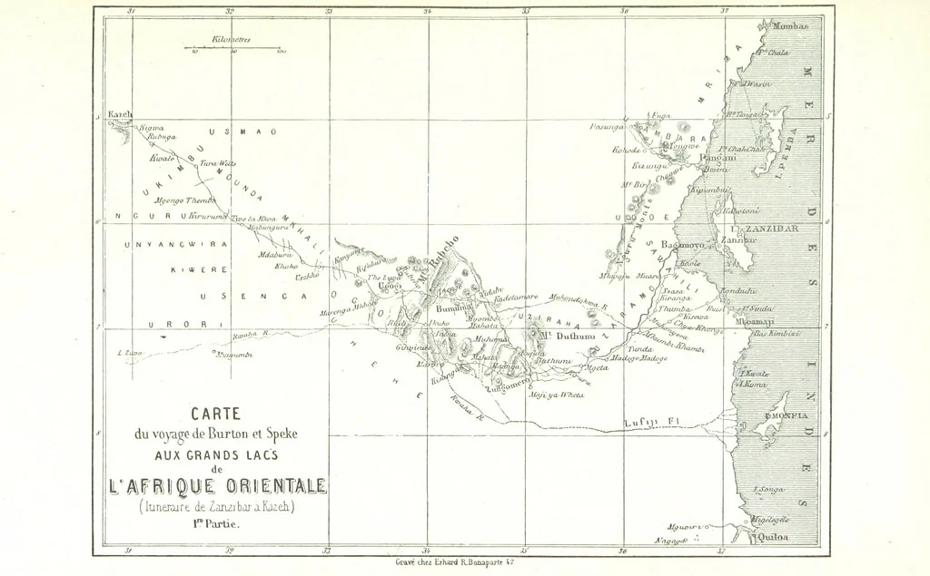 An illustration from Voyage aux grands lacs de l'Afrique Orientale ... Ouvrage traduit ... par Mme H. Loreau, et illustré de 37 vignettes, 1862, leaf 15