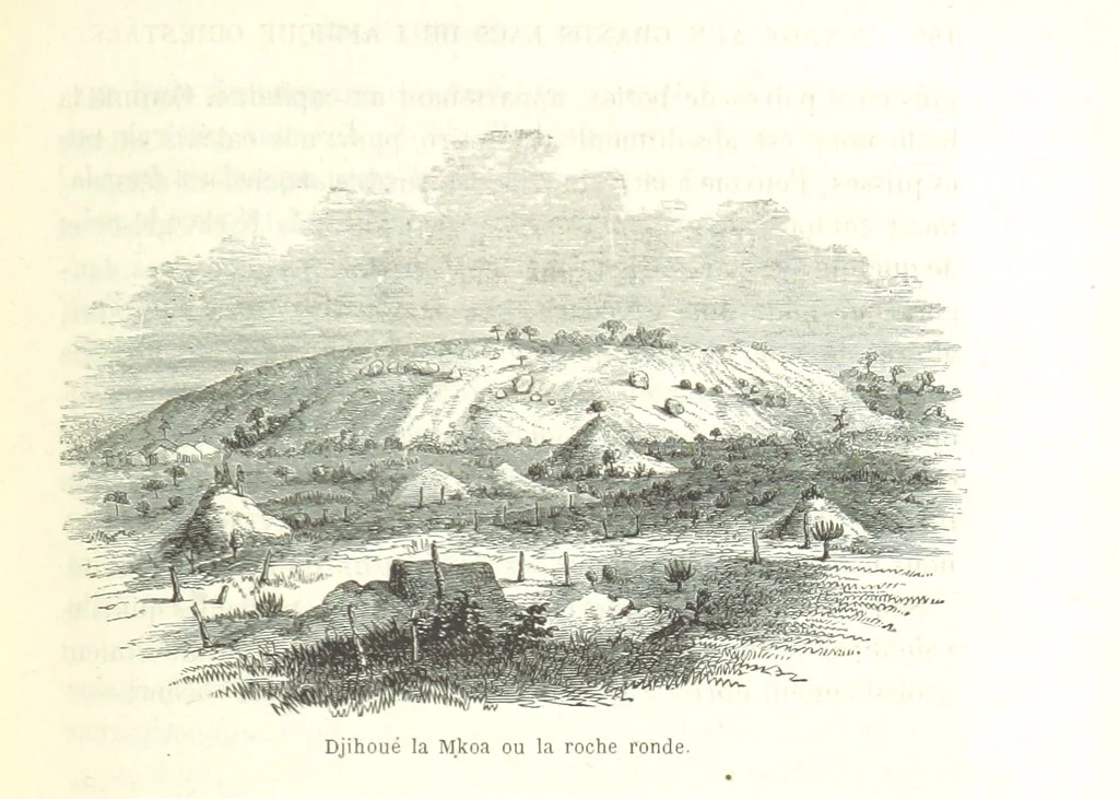 An illustration from Voyage aux grands lacs de l'Afrique Orientale ... Ouvrage traduit ... par Mme H. Loreau, et illustré de 37 vignettes, 1862, leaf 215