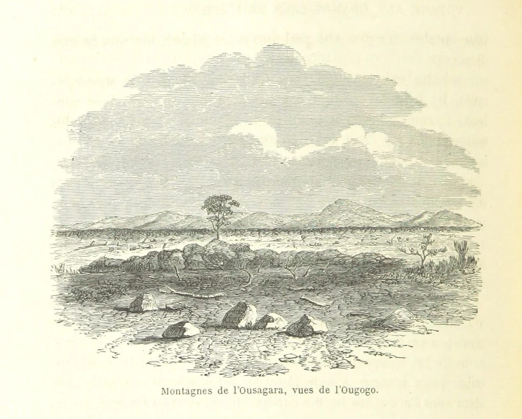 An illustration from Voyage aux grands lacs de l'Afrique Orientale ... Ouvrage traduit ... par Mme H. Loreau, et illustré de 37 vignettes, 1862, leaf 288