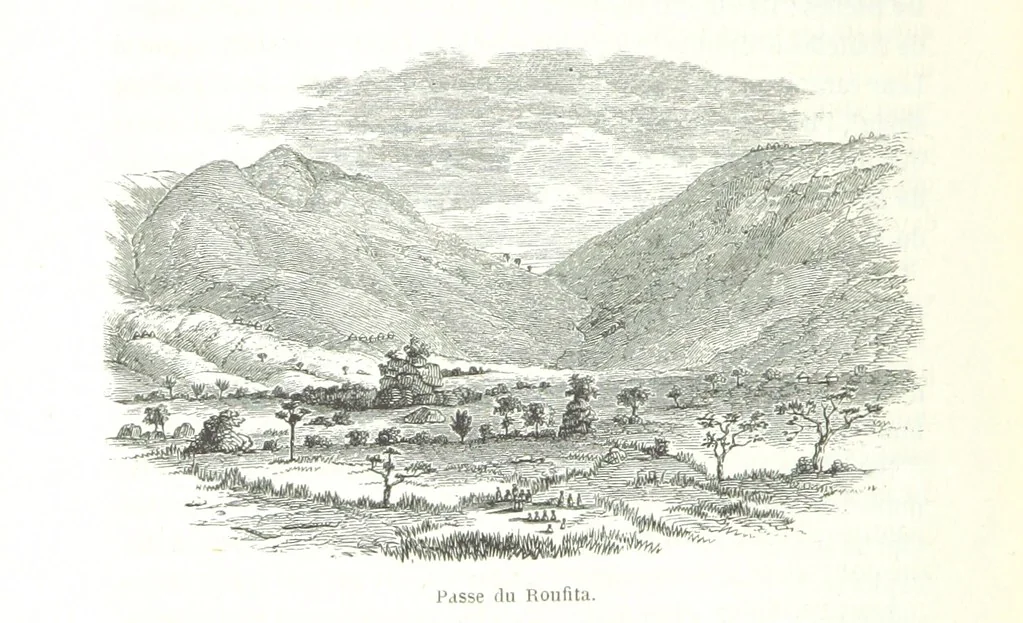 An illustration from Voyage aux grands lacs de l'Afrique Orientale ... Ouvrage traduit ... par Mme H. Loreau, et illustré de 37 vignettes, 1862, leaf 558