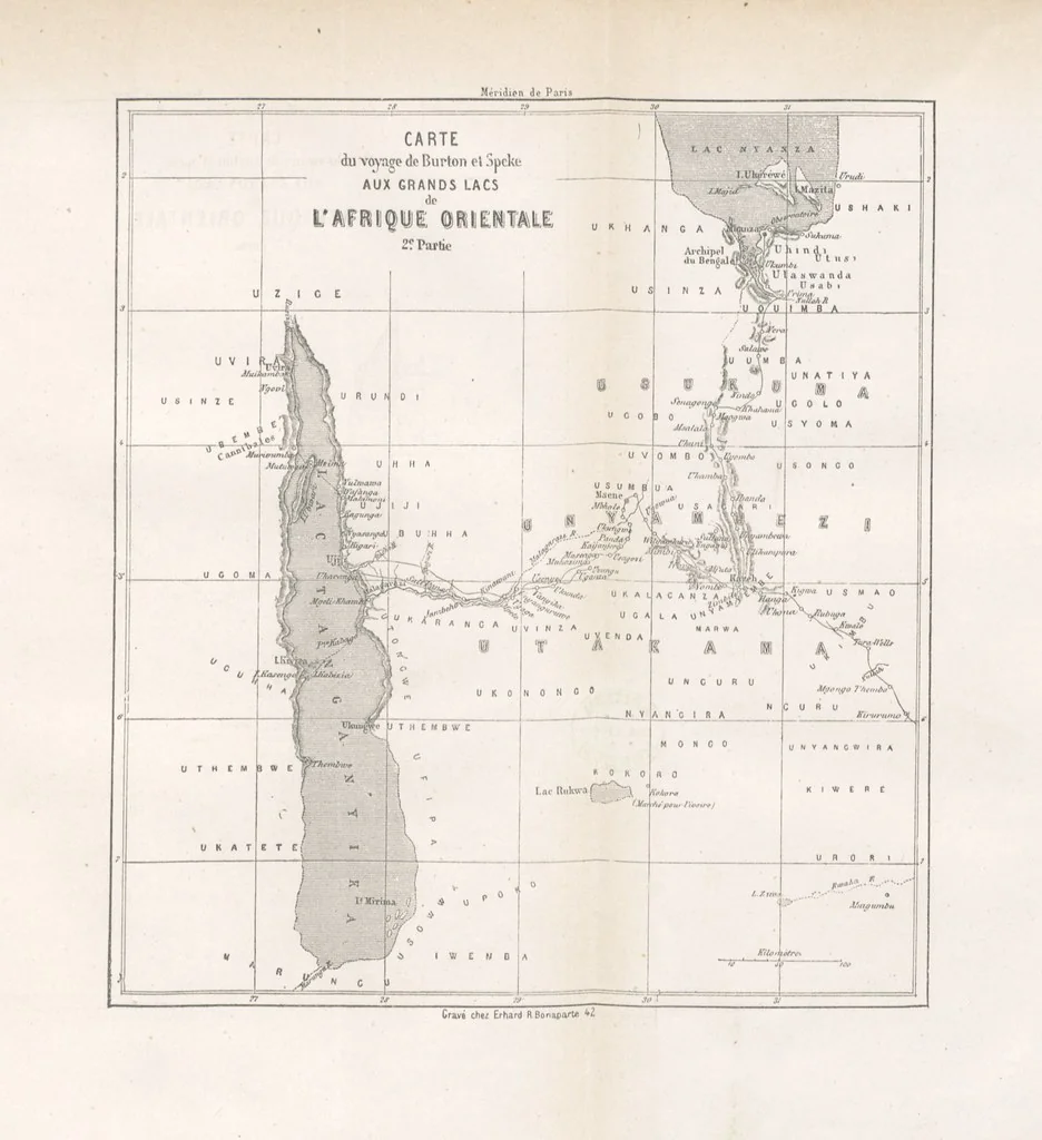 An illustration from Voyage aux grands lacs de l'Afrique Orientale ... Ouvrage traduit ... par Mme H. Loreau, et illustré de 37 vignettes, 1862, leaf 729