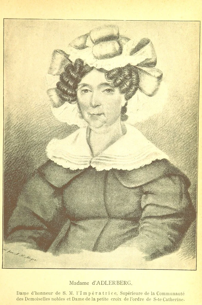 An illustration from Записки старой смолянки Императорскаго В.О.Б.Д. В. П. Б-вой [i.e. Varvara Petrovna Buikova]. 1833-1878 г. Часть первая ... Примѣчанія и изданіе Свящ. К. Знскаго [i.e. K. Znamensky.] [With plates, 1898, leaf 33