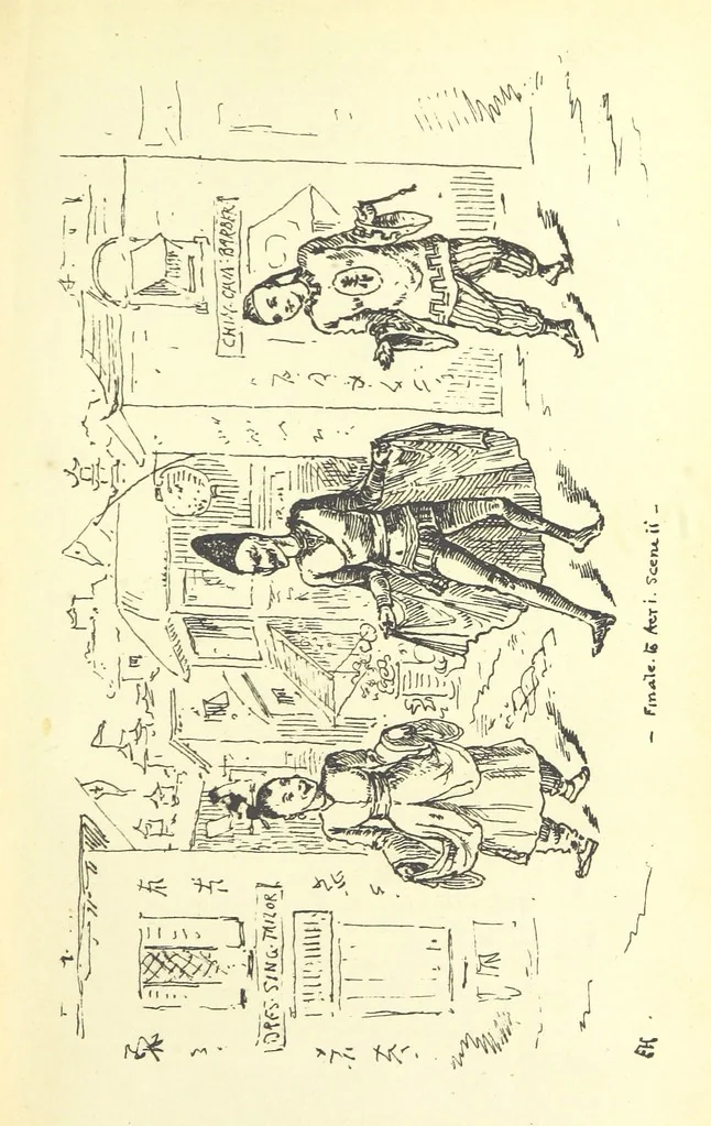 An illustration from Aladdin; or, the Wonderful scamp! An original burlesque extravaganza, in one act. [In verse, 1882, leaf 27