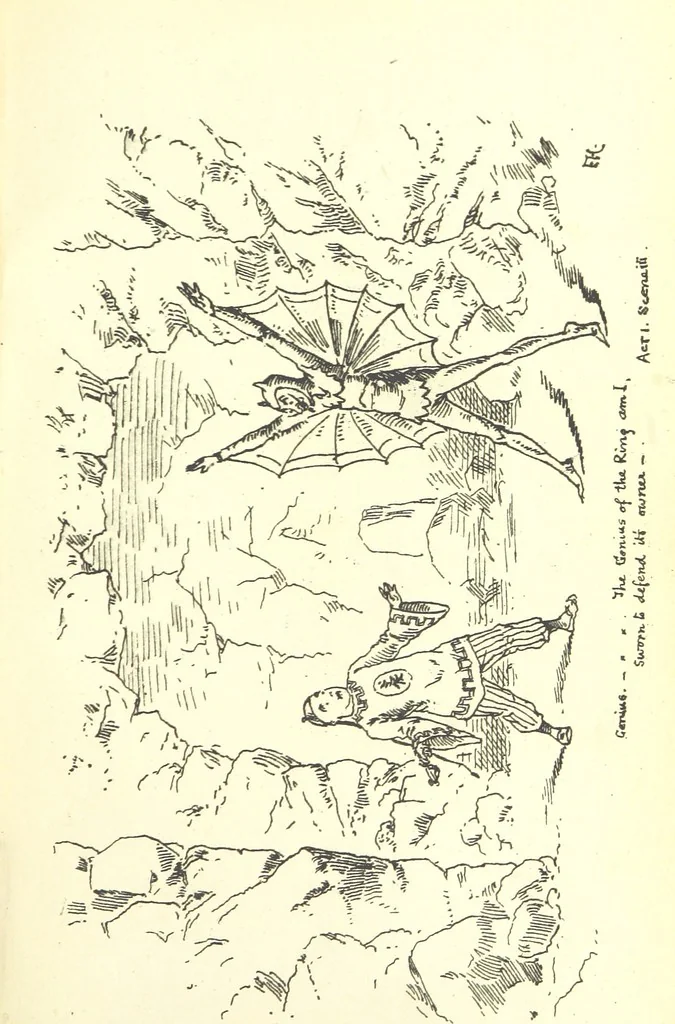 An illustration from Aladdin; or, the Wonderful scamp! An original burlesque extravaganza, in one act. [In verse, 1882, leaf 37