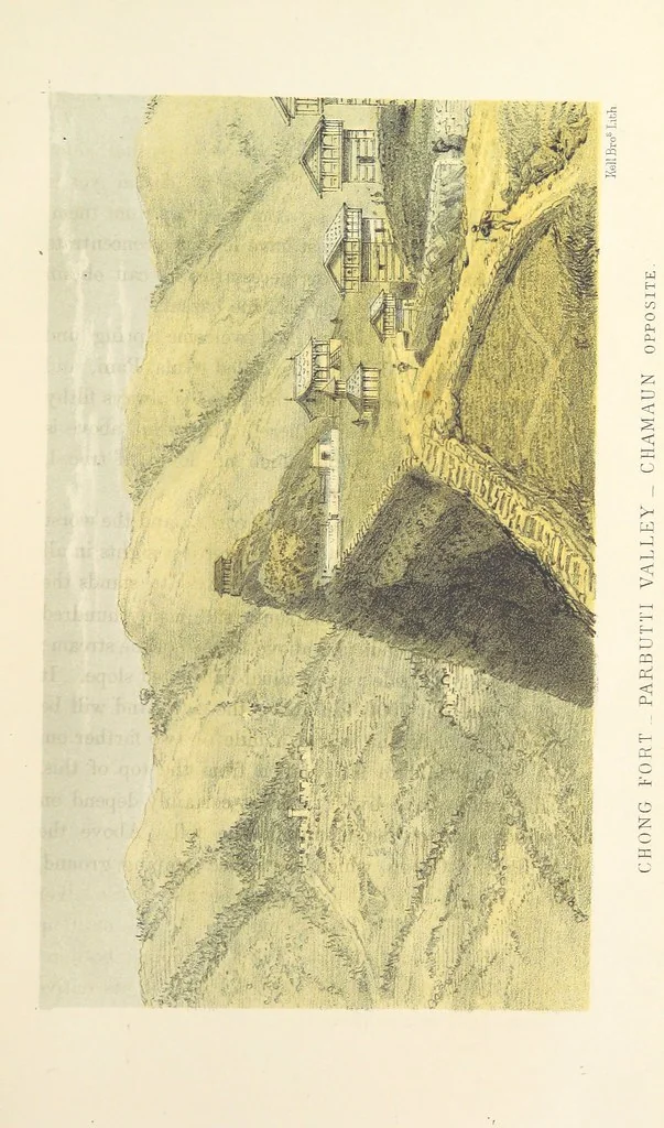 An illustration from Kulu: its beauties, antiquities and silver mines, including a trip over the Snowy Range and glaciers. By the author of “Notes on the Mineral Wealth of India” [i.e. J. Calvert], 1873, leaf 139