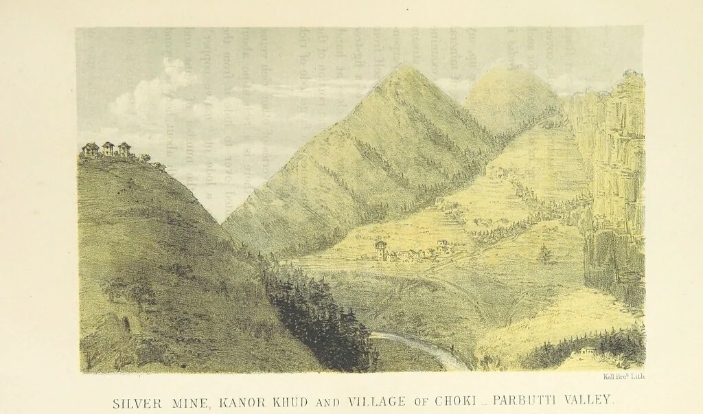 An illustration from Kulu: its beauties, antiquities and silver mines, including a trip over the Snowy Range and glaciers. By the author of “Notes on the Mineral Wealth of India” [i.e. J. Calvert], 1873, leaf 147