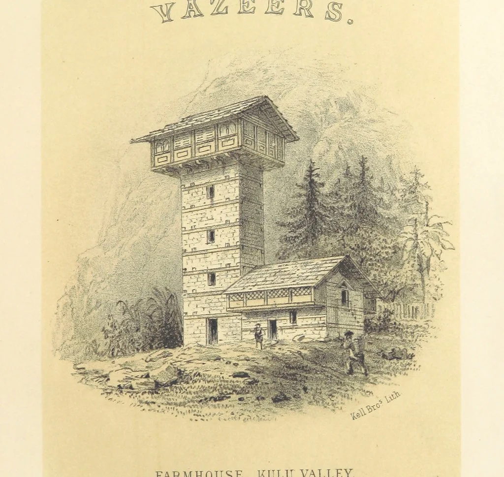 An illustration from Kulu: its beauties, antiquities and silver mines, including a trip over the Snowy Range and glaciers. By the author of “Notes on the Mineral Wealth of India” [i.e. J. Calvert], 1873, leaf 9