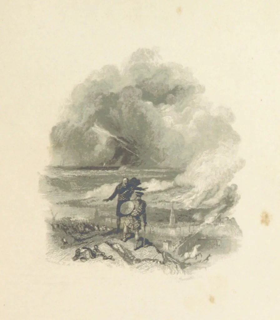 An illustration from The Poetical Works of Thomas Campbell. Illustrated by twenty vignettes from designs by Turner, and thirty-seven woodcuts from designs by Harvey. [With a portrait, 1843, leaf 109