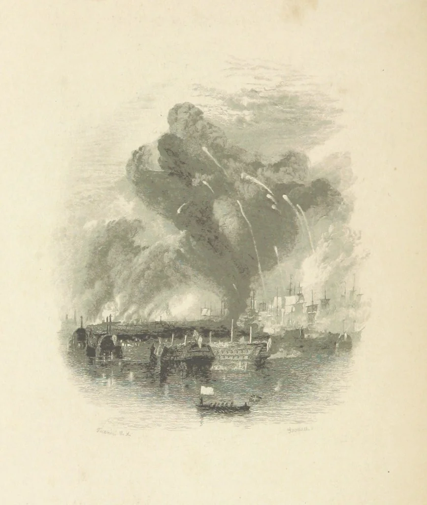 An illustration from The Poetical Works of Thomas Campbell. Illustrated by twenty vignettes from designs by Turner, and thirty-seven woodcuts from designs by Harvey. [With a portrait, 1843, leaf 116