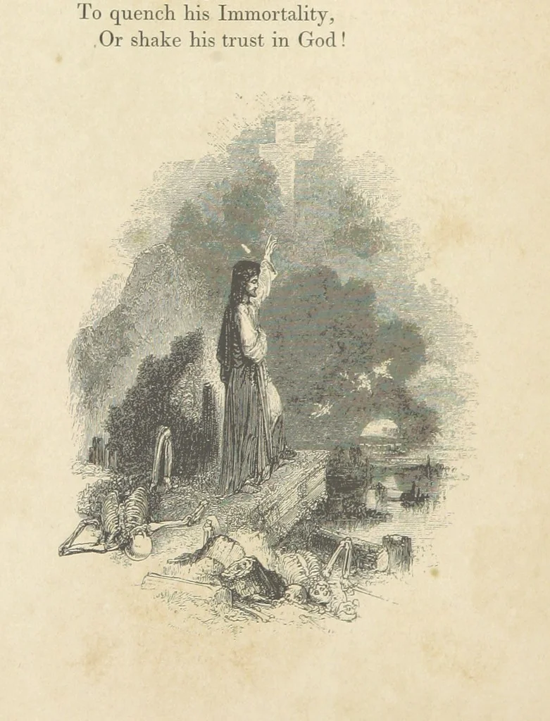 An illustration from The Poetical Works of Thomas Campbell. Illustrated by twenty vignettes from designs by Turner, and thirty-seven woodcuts from designs by Harvey. [With a portrait, 1843, leaf 140