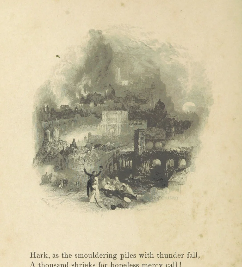 An illustration from The Poetical Works of Thomas Campbell. Illustrated by twenty vignettes from designs by Turner, and thirty-seven woodcuts from designs by Harvey. [With a portrait, 1843, leaf 36