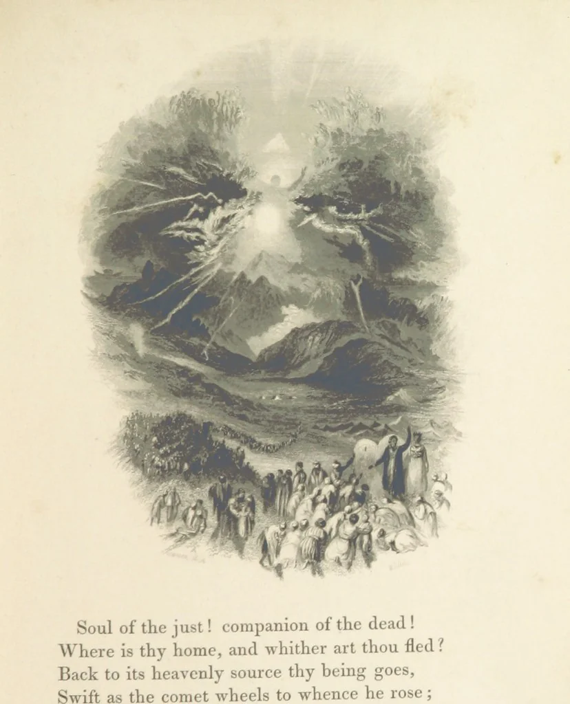 An illustration from The Poetical Works of Thomas Campbell. Illustrated by twenty vignettes from designs by Turner, and thirty-seven woodcuts from designs by Harvey. [With a portrait, 1843, leaf 57