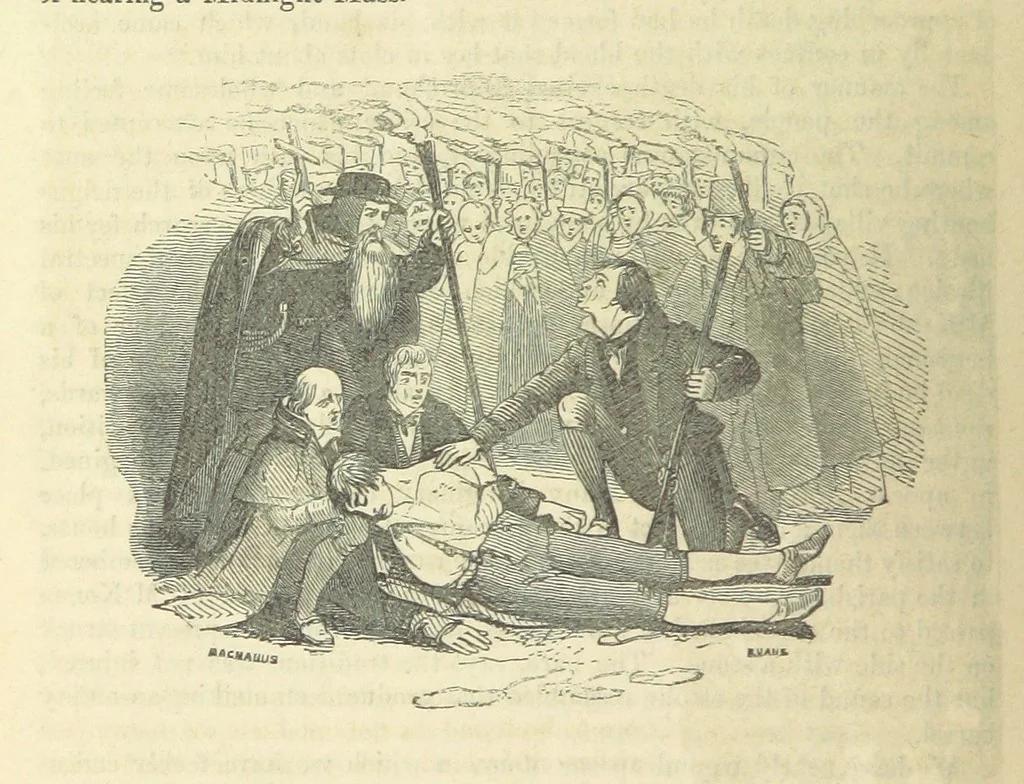 An illustration from Traits and Stories of the Irish Peasantry ... Fourth edition, 1864, leaf 454