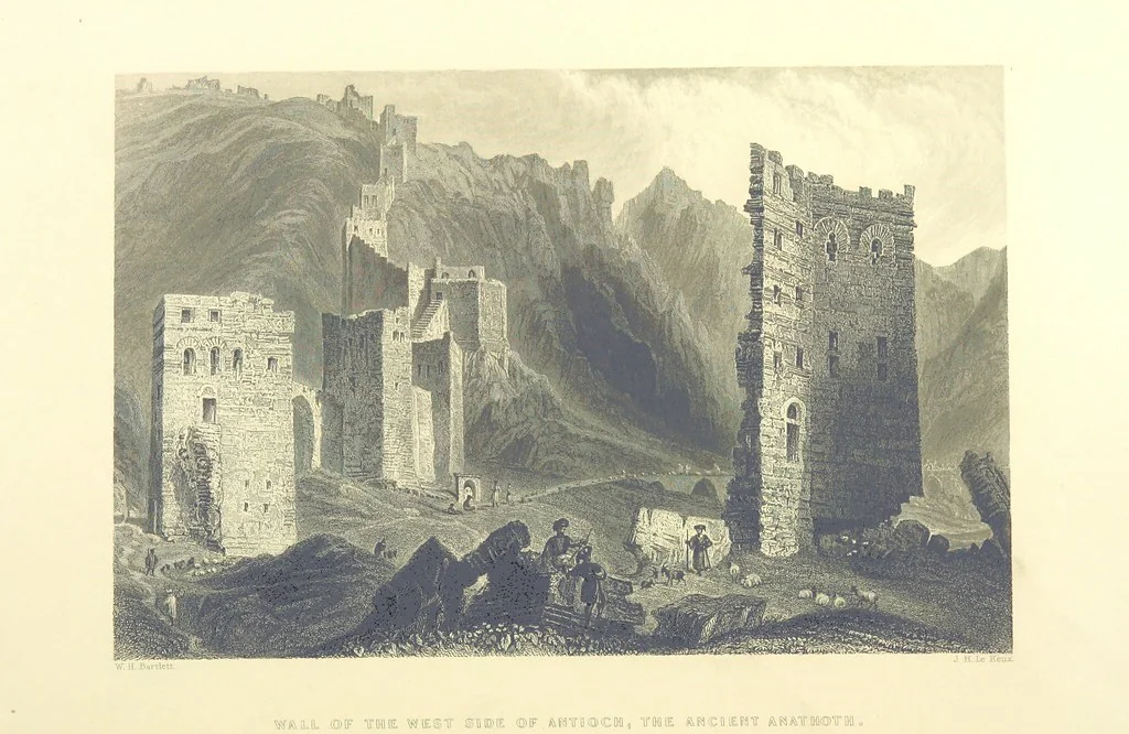 An illustration from Syria, the Holy Land, Asia Minor, &c., illustrated. In a series of views drawn from nature by W. H. Bartlett, William Purser (Thomas Allom), &c. With descriptions of the plates by J. Carne. [With maps, 1861, leaf 198