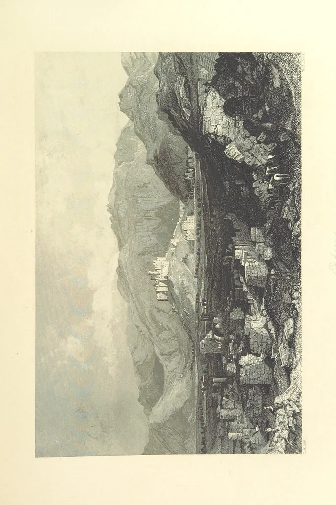 An illustration from Syria, the Holy Land, Asia Minor, &c., illustrated. In a series of views drawn from nature by W. H. Bartlett, William Purser (Thomas Allom), &c. With descriptions of the plates by J. Carne. [With maps, 1861, leaf 513