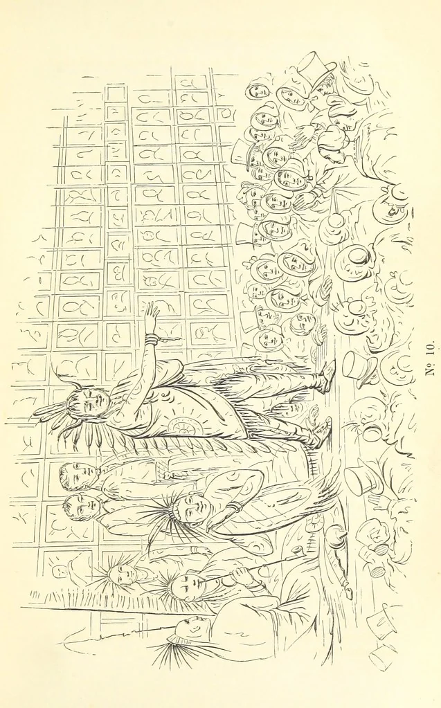 An illustration from Catlin's Notes of Eight Years' Travels and Residence in Europe, with the North American Indian Collection. With anecdotes and incidents of the travels and adventures of three different parties of American Indians, whom he introduced to the Courts of England, France and Belgium, 1848, leaf 371