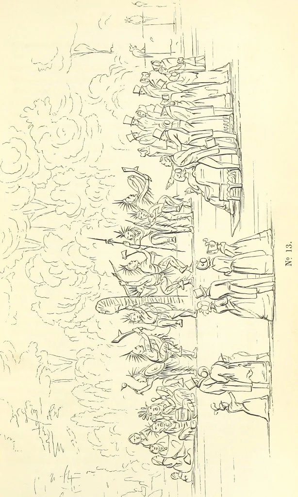An illustration from Catlin's Notes of Eight Years' Travels and Residence in Europe, with the North American Indian Collection. With anecdotes and incidents of the travels and adventures of three different parties of American Indians, whom he introduced to the Courts of England, France and Belgium, 1848, leaf 439