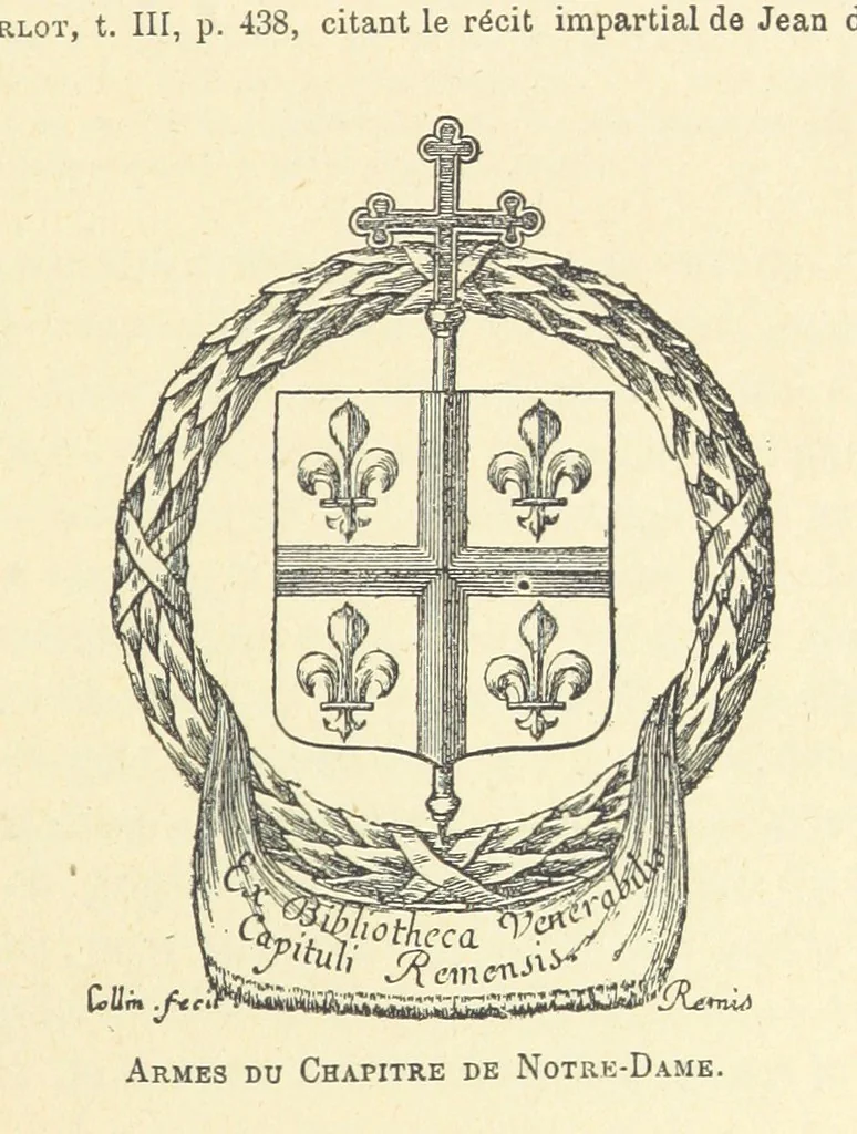 An illustration from Histoire du Collège des Bons-Enfants de l'Université de Reims depuis son origine jusqu'à ses récentes transformations ... Édition ornée de plans, gravures et vignettes, etc, 1885, leaf 101