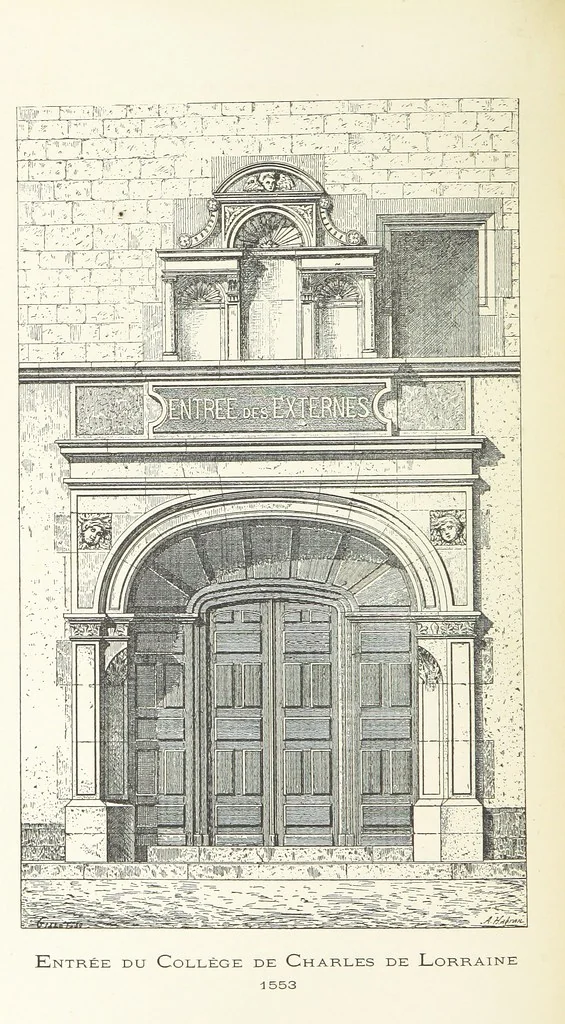 An illustration from Histoire du Collège des Bons-Enfants de l'Université de Reims depuis son origine jusqu'à ses récentes transformations ... Édition ornée de plans, gravures et vignettes, etc, 1885, leaf 234