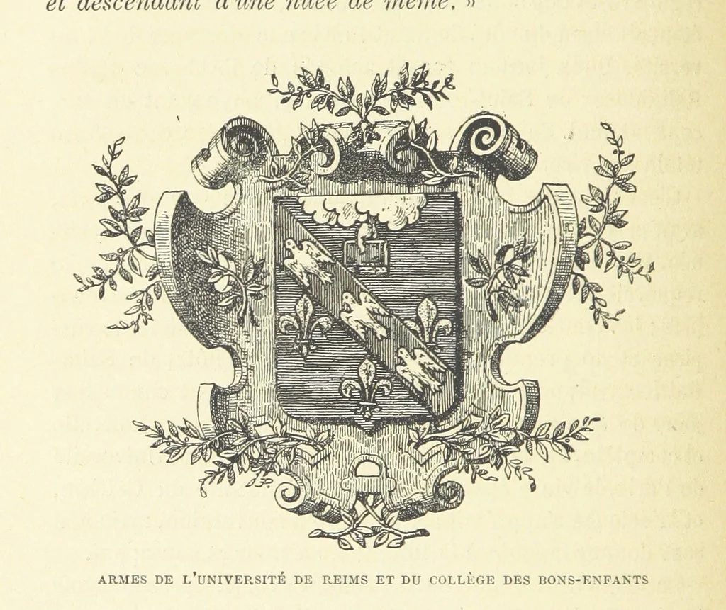 An illustration from Histoire du Collège des Bons-Enfants de l'Université de Reims depuis son origine jusqu'à ses récentes transformations ... Édition ornée de plans, gravures et vignettes, etc, 1885, leaf 260
