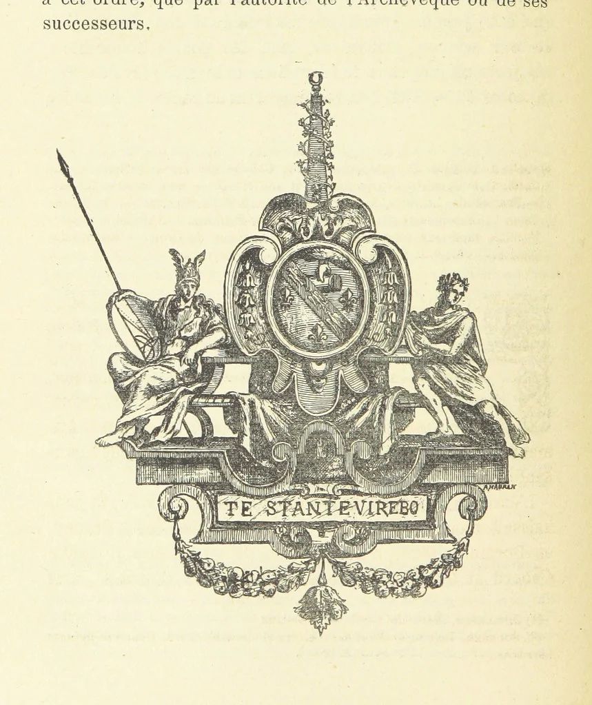 An illustration from Histoire du Collège des Bons-Enfants de l'Université de Reims depuis son origine jusqu'à ses récentes transformations ... Édition ornée de plans, gravures et vignettes, etc, 1885, leaf 274