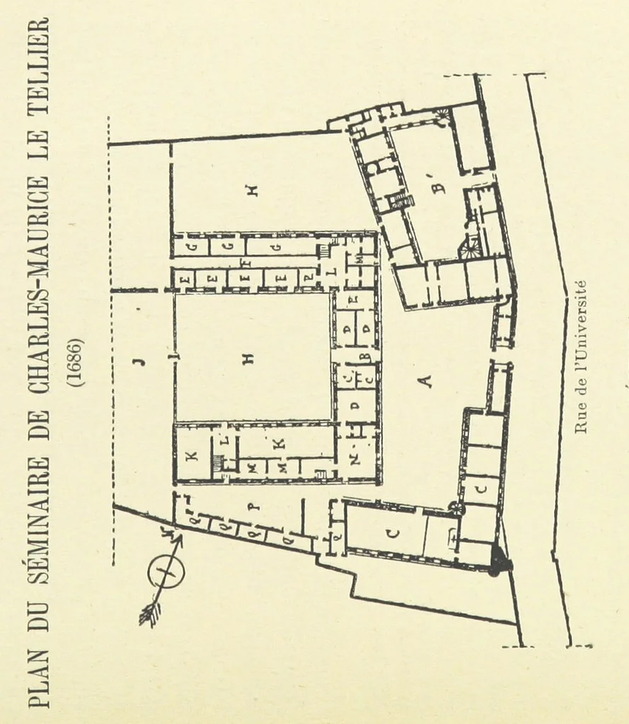 An illustration from Histoire du Collège des Bons-Enfants de l'Université de Reims depuis son origine jusqu'à ses récentes transformations ... Édition ornée de plans, gravures et vignettes, etc, 1885, leaf 469