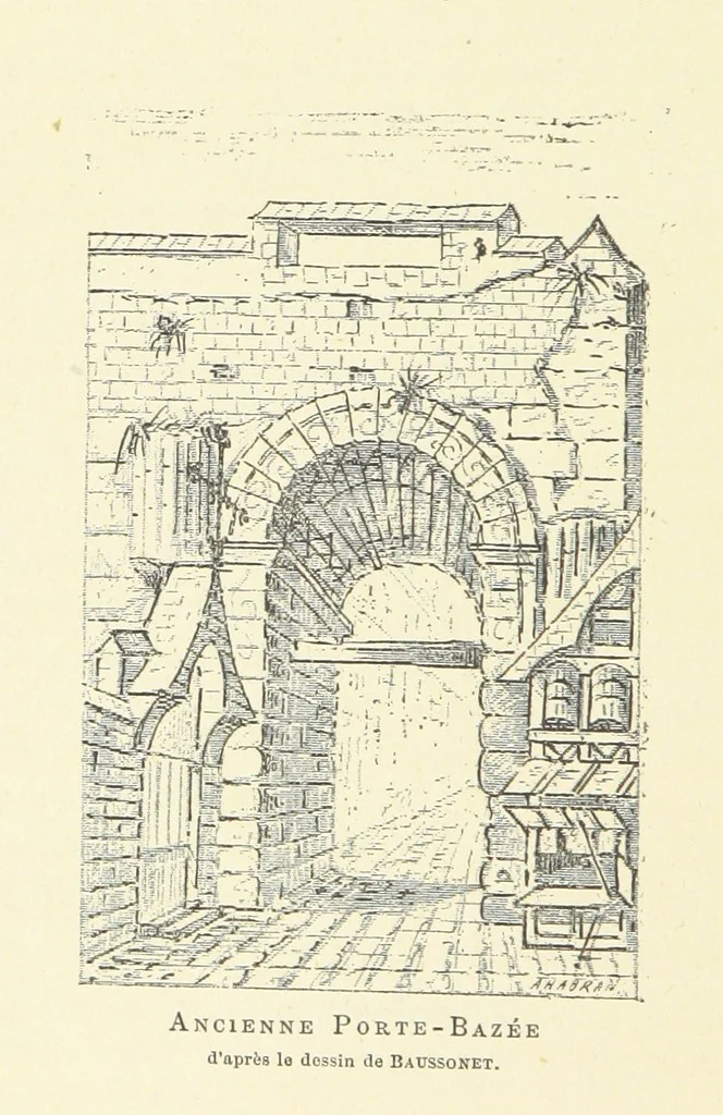 An illustration from Histoire du Collège des Bons-Enfants de l'Université de Reims depuis son origine jusqu'à ses récentes transformations ... Édition ornée de plans, gravures et vignettes, etc, 1885, leaf 48