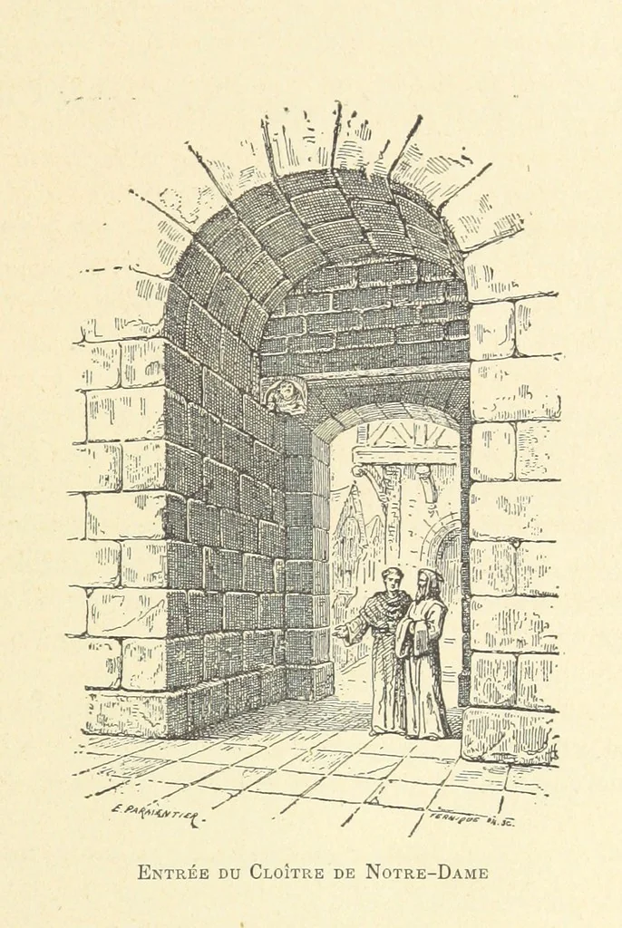 An illustration from Histoire du Collège des Bons-Enfants de l'Université de Reims depuis son origine jusqu'à ses récentes transformations ... Édition ornée de plans, gravures et vignettes, etc, 1885, leaf 63