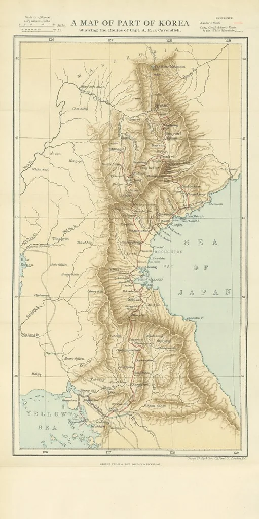 An illustration from Korea and the Sacred White Mountain ... with an account of an ascent of the White Mountain by Captain H. E. Goold-Adams. With ... illustrations and ... maps, 1894, leaf 283