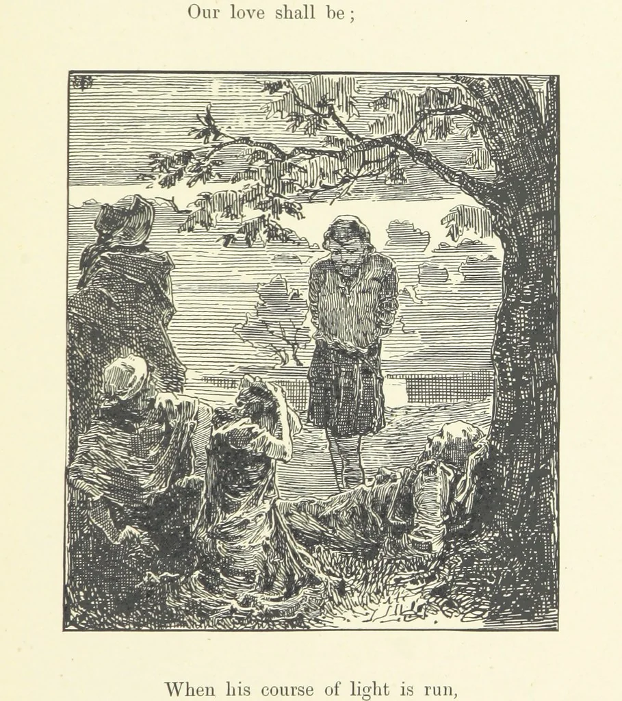 An illustration from Logroño. A metric drama in two acts ... With twenty-nine illustrations by T. Walter Wilson, 1877, leaf 117