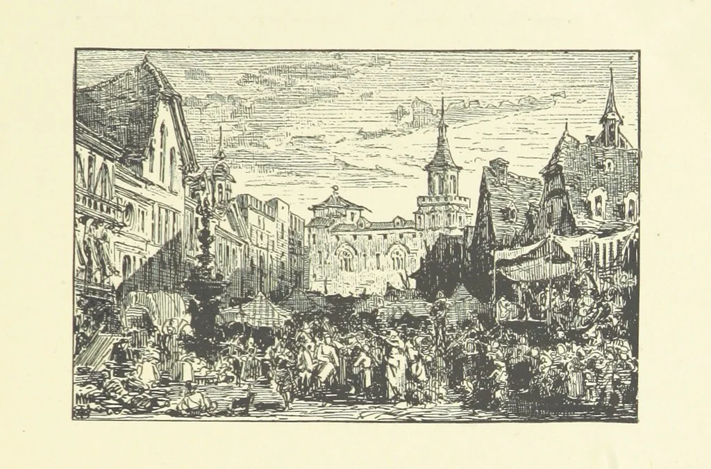 An illustration from Logroño. A metric drama in two acts ... With twenty-nine illustrations by T. Walter Wilson, 1877, leaf 13