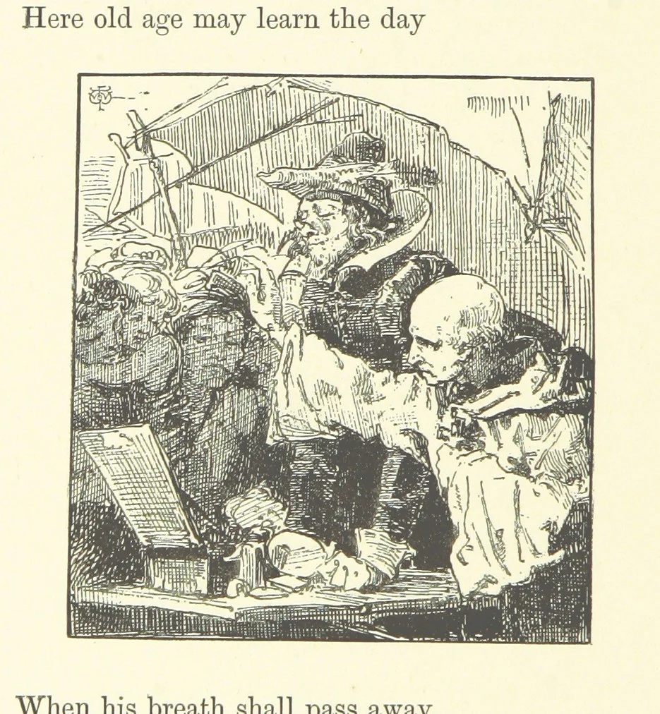 An illustration from Logroño. A metric drama in two acts ... With twenty-nine illustrations by T. Walter Wilson, 1877, leaf 16