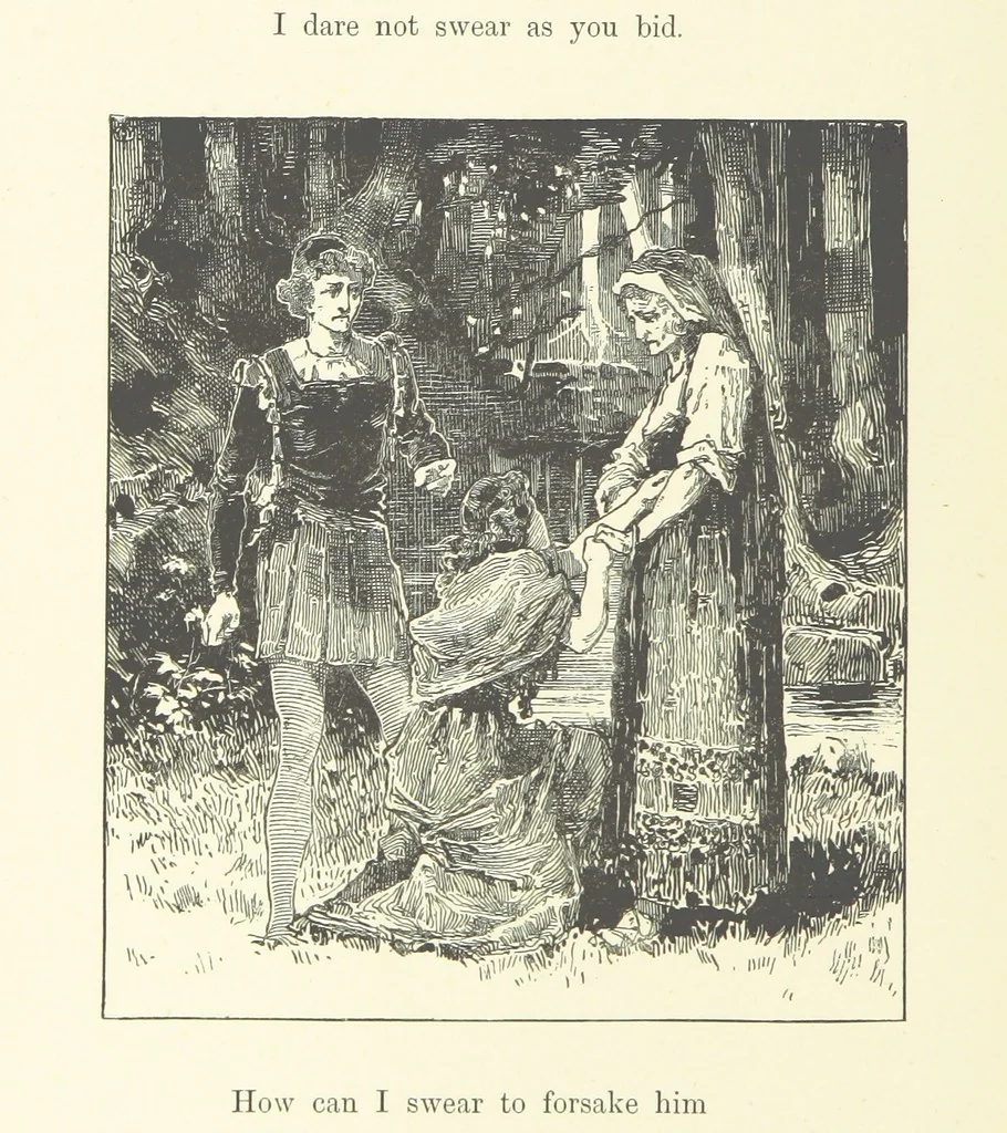 An illustration from Logroño. A metric drama in two acts ... With twenty-nine illustrations by T. Walter Wilson, 1877, leaf 68