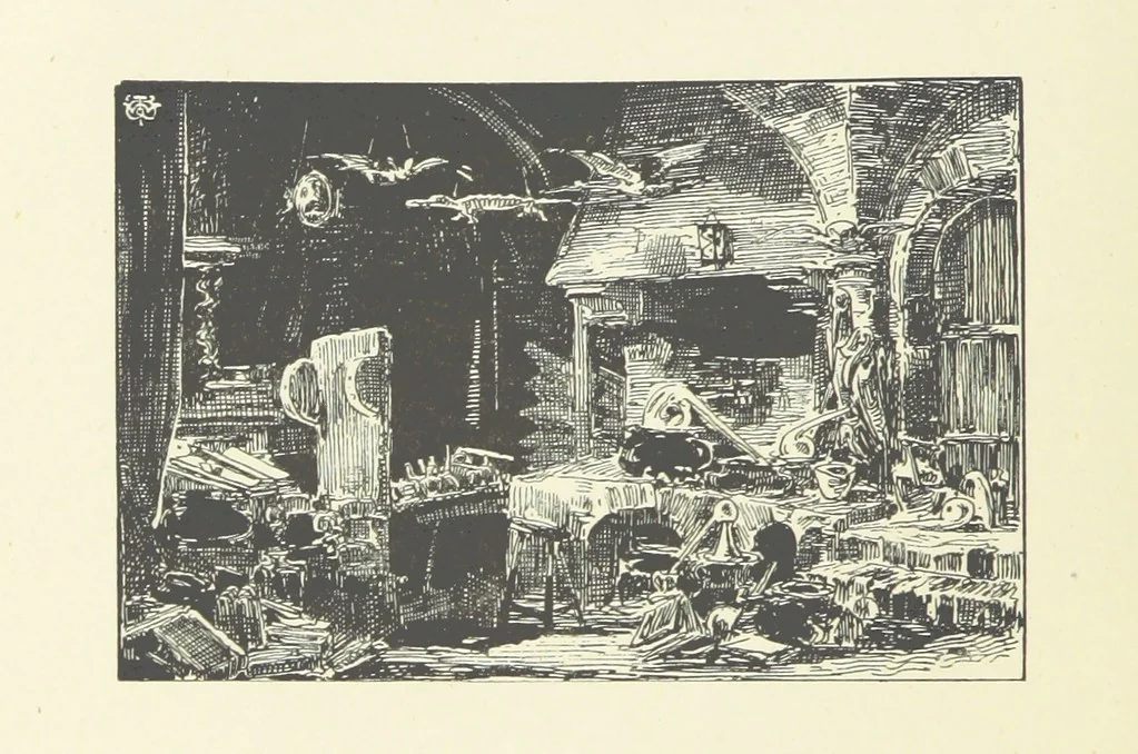 An illustration from Logroño. A metric drama in two acts ... With twenty-nine illustrations by T. Walter Wilson, 1877, leaf 76